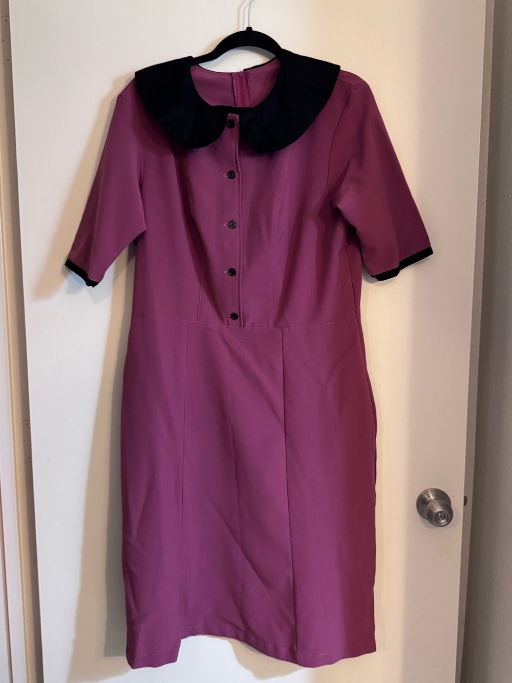 RockSteady Retro Rockabilly Pinup Purple Shift Dress with Black Collar, 3X